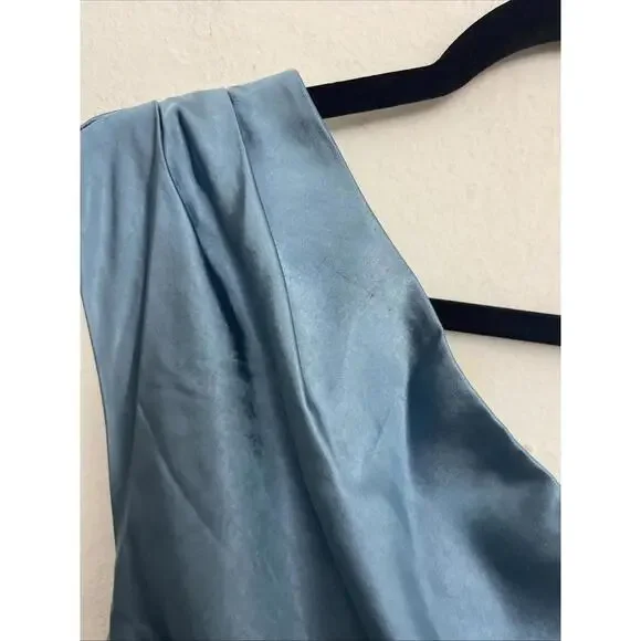 Elliatt Cassini Dress One Shoulder Satin Midi Cadet Blue Size S NWT $189msrp